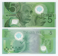 De La Rue - Albert Einstein "5" Type I - Guardian Polymer Specimen Test Note Unc - Fictifs & Spécimens