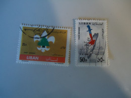 LIBAN  LEBANON USED   2  STAMPS  ANNIVERSARIES - Lebanon