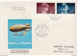 Liechtenstein Pair On Cover Sent To Switzerland Via Peking China!!!! - Brieven En Documenten