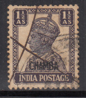 1½a Used, Chamba 1942-1947 (1940-1943)  KGVI Series SGO112, British India, - Chamba