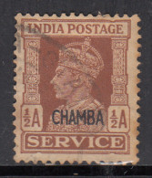  ½a Red-brown SERVICE, Chamba Used 1940 - 1943, KGVI Series SGO73, British India, - Chamba