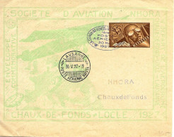 Navigation Horlogère Aérienne NHORA Suisse 1927, Entier Postal-enveloppe, Carte Voyagée - Orologeria