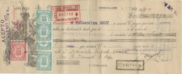 LETTRE DE CHANGE ILLUSTREE ET TIMBREE -BANQUE D'ESPAGNE BARCELONNE -ANNEE 1937  TTB - Wissels