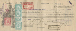 LETTRE DE CHANGE ILLUSTREE ET TIMBREE -BANQUE D'ESPAGNE BARCELONNE -ANNEE 1937  TTB - Lettres De Change