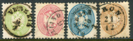 AUSTRIA: LOMBARDY VENETIA 1864 Arms  Perforated 9½ 3-15 So,  Used.  Michel 20-23 - Oblitérés