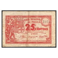 C0008.2# España 1936-39. 25 Cts. Ayuntamiento De Moià (F) TUR1505 - 1-2 Peseten