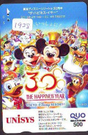 Carte Prépayée Japon * DISNEY 30 THE HAPPINESS YEAR (1928)   Prepaid Card Japan Karte  JAPAN * - Disney