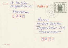 Postkarte 1990 From Potsdam To Hannover - Cartes Postales - Oblitérées