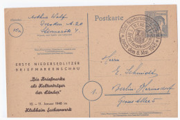 GM (000713) Ganzsache P962 Mit Privaten Zudruck "Erste Niedersedlitzer Briefmarkenschau" 10/ 11. Jan. 1948 Mit SST - Ganzsachen