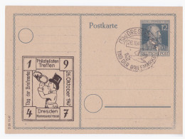 GM (000714) Ganzsache P965 Mit Privaten Zudruck "Tag Der Briefmarke" 26.10.1947, Dresden Mit SST Vom 26.10.1947 - Postal  Stationery