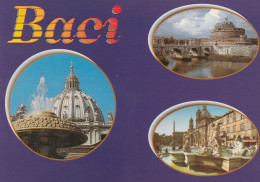N3706 Baci Da Roma Di Notte - Panorama Vedute Multipla / Non Viaggiata - Mehransichten, Panoramakarten