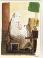 Illustration SEMPE  Ed Desastre N°SE3 -  Musicien Piano  - CPM 10,5x15 TBE  1988 Neuve - Sempé