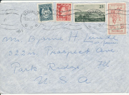 Norway Air Mail Cover Sent To USA Stavanger 19-12-1957 MAP On One Of The Stamps - Storia Postale