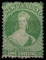 New Zealand 1864  1 Sh - Green QV SG. 350 £  MH Stamp - Ungebraucht