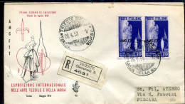 FDC Trieste - VENETIA Raccomandata 1951 Arte Tessile - Storia Postale