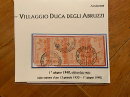 SOMALIA ITALIANA * VILLAGGIO DUCA DEGLI 1/6/1940 (U.D.NOTA) Su L. 1,75 Striscia Di 4 Su FRAMMENTO - Africa Oriental Italiana