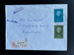 NETHERLANDS 1975 REGISTERED LETTER ROTTERDAM SLAG TO EINDHOVEN 23-06-1975 NEDERLAND AANGETEKEND - Covers & Documents