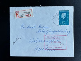 NETHERLANDS 1974 REGISTERED LETTER ROTTERDAM HENDERSONPLAATS TO APELDOORN 25-03-1974 NEDERLAND AANGETEKEND - Cartas & Documentos