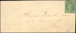 Obl. 2a - 15c. Vert-clair Obl. Grille S/lettre Locale De PARIS Du 26 Février 1851. Arrivée PARIS (60) Le 27. SUP. - 1849-1850 Ceres