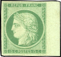 * 2b - 15c. Vert-foncé. Bord De Feuille. Fraîcheur Exceptionnelle. SUP. RR. - 1849-1850 Cérès