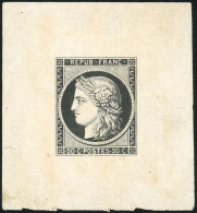 (*) 3 - Epreuve Du 20c. En Noir S/feuillet. Tirage Primitif De Ce Timbre Mythique. 3ème Pièce Vue à Ce Jour. SUP. RRR. - 1849-1850 Cérès