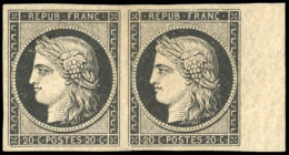 * 3 - Paire Du 20c. Noir S/jaune. BdeF. SUP. - 1849-1850 Ceres