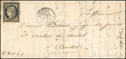 Obl. 3 - 20c. Noir S/jaune Obl. Grille S/lettre Frappée Du CàD D'ANGERS Du 30 Mars 1849 à Destination De DURTAL - MAINE- - 1849-1850 Cérès