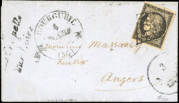 Obl. 3 - 20c. Noir S/jaune Obl. Grille S/lettre Frappée Du Bloc Dateur A Du 3 Mars 1850 + Cursive "LA CHAPELLE SUR LOIRE - 1849-1850 Cérès