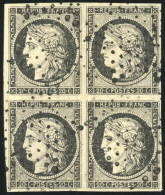 Obl. 3a - 20c. Noir S/blanc. Bloc De 4. Obl. étoile. SUP. R. - 1849-1850 Cérès