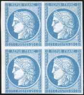 (*) 4 - Essai Du 25c. En Bleu. Bloc De 4. Papier épais. TB. - 1849-1850 Ceres