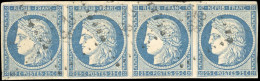 Obl. 4 - Bande De 4 Du 25c. Bleu. Obl. Légère. SUP. - 1849-1850 Cérès