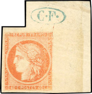(*) 5 - 40c. Orange. Coin De Feuille Avec Cachet ''C.F.''. TB. - 1849-1850 Ceres