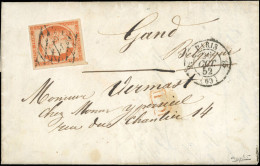 Obl. 5 - 40c. Orange Obl. Grille Sans Fin S/lettre Frappée Du CàD De PARIS (60) Du 26 Octobre 1852 à Destination De GAND - 1849-1850 Cérès