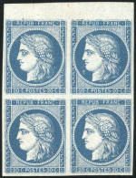 ** 8b - 20c. Bleu Foncé S/azuré Dit ''ASTRUC''. Bloc De 4. Bord De Feuille. SUP. R. - 1849-1850 Ceres