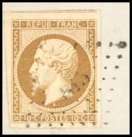 Obl. 9 - 10c. Bistre-jaune. Obl. PC S/petit Fragment. Très Grandes Marges. SUP. - 1852 Luis-Napoléon