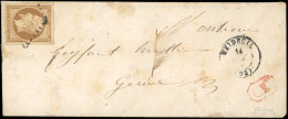Obl. 9 - 10c. Bistre-jaune Obl. S/lettre Frappée Du CàD De EXIDEUIL Du 14 Octobre. Frappe Dégageant L'effigie. TB. - 1852 Louis-Napoléon