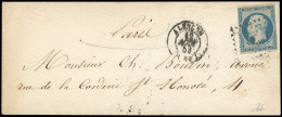Obl. 10 - 25c. Bleu Obl. PC 45 S/lettre Frappée Du CàD D'ALENCON Du 12 Août 1853 à Destination De PARIS. Arrivée Le 13 A - 1852 Luis-Napoléon