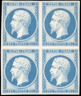 ** 10c - 25c. Bleu. Réimpression De 1862. Bloc De 4. 2 Timbres *. Fraîcheur Postale. SUP. - 1852 Louis-Napoléon