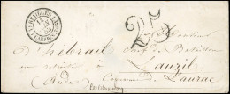 Obl. Lettre Taxée 25 Au Tampon, Frappée Du CàD Double Cercle De VERSAILLES 1 - CAMP DE SATORY Du 14 Juin 1853 à Destinat - 1853-1860 Napoléon III