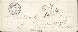 Obl. Lettre Taxée 25 Au Tampon, Frappée Du CàD Double Cercle De VERSAILLES 1 - CAMP DE SATORY Du 14 Juin 1853 à Destinat - 1853-1860 Napoleon III