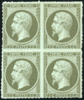 * 11 - 1c. Olive. Bloc De 4. Percé En Ligne. TB. - 1853-1860 Napoléon III.