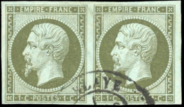 Obl. 11a - Paire Du 1c. Bronze. Obl. Du CàD De BLAYE Dégageant Les 2 Effigies. SUP. - 1853-1860 Napoleone III