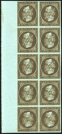 (*) 11e - Essai Du 1c. Mordoré. Bloc De 10. BdeF. Double Impression En Tête-bêche. SUP. - 1853-1860 Napoleone III