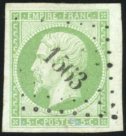 Obl. 12 - 5c. Vert. 7 Pièces Obl. Dont 1 S/fragment. TB. - 1853-1860 Napoléon III.