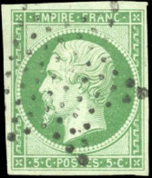 Obl. 12 - 5c. Vert. Obl. étoile. SUP. - 1853-1860 Napoléon III.