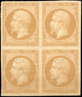 ** 13A - 10c. Bistre. Bloc De 4. 2 Timbres Sont *. Gomme Originale Neuve. TB. - 1853-1860 Napoléon III