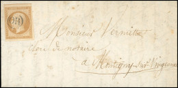 Obl. 13B - 10c. Bistre-clair Obl. Cachet ''OR'' S/lettre Manuscrite De POUILLY Du 28 7bre 1859 à Destination De MONTIGNY - 1853-1860 Napoleone III