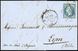 Obl. 14A - 20c. Bleu, Piquage Susse, Obl. Losange S/lettre Frappée Du CàD De PARIS D Du 23 Mars 1861 à Destination De LY - 1853-1860 Napoléon III.