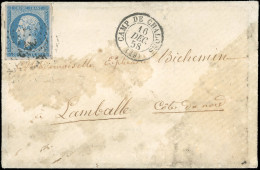 Obl. 14A - 20c. Bleu, Obl. "C.CH" S/lettre Frappée Du CàD Du CAMP DE CHALONS Du 16 Décembre 1858 à Destination De LAMBAL - 1853-1860 Napoleon III
