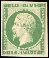 (*) 18 - Essai Du 1F. Vert. Impression Recto/verso. SUP. - 1853-1860 Napoleon III